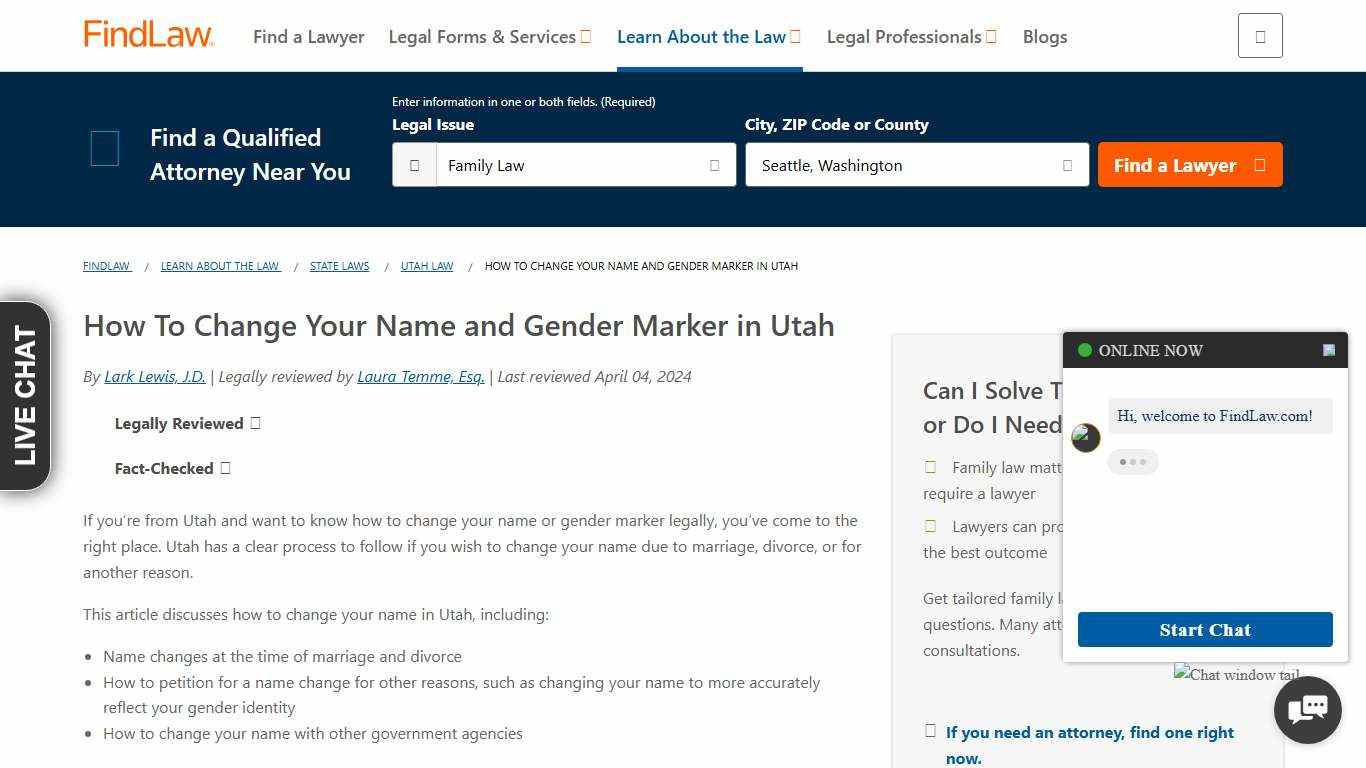 How To Change Your Name and Gender Marker in Utah - FindLaw